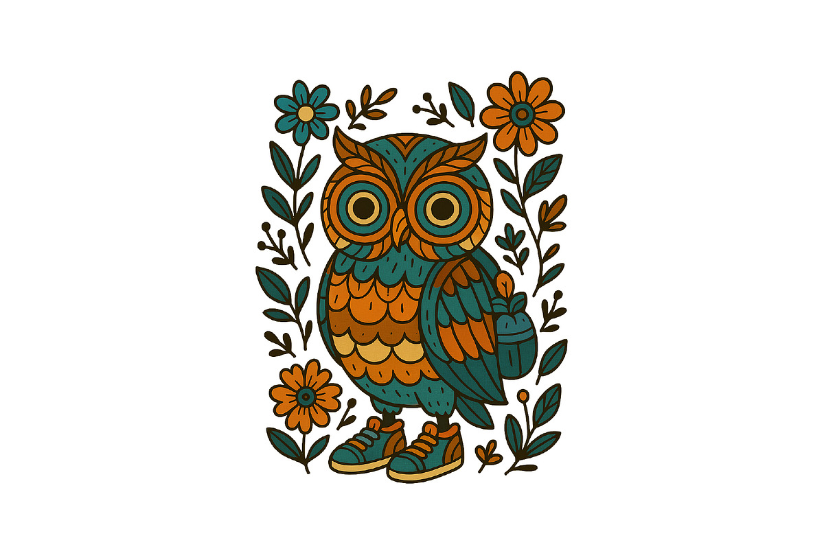 Boho Owl PNG Sublimation Design Colo, an Illustration by Star Graphic Design