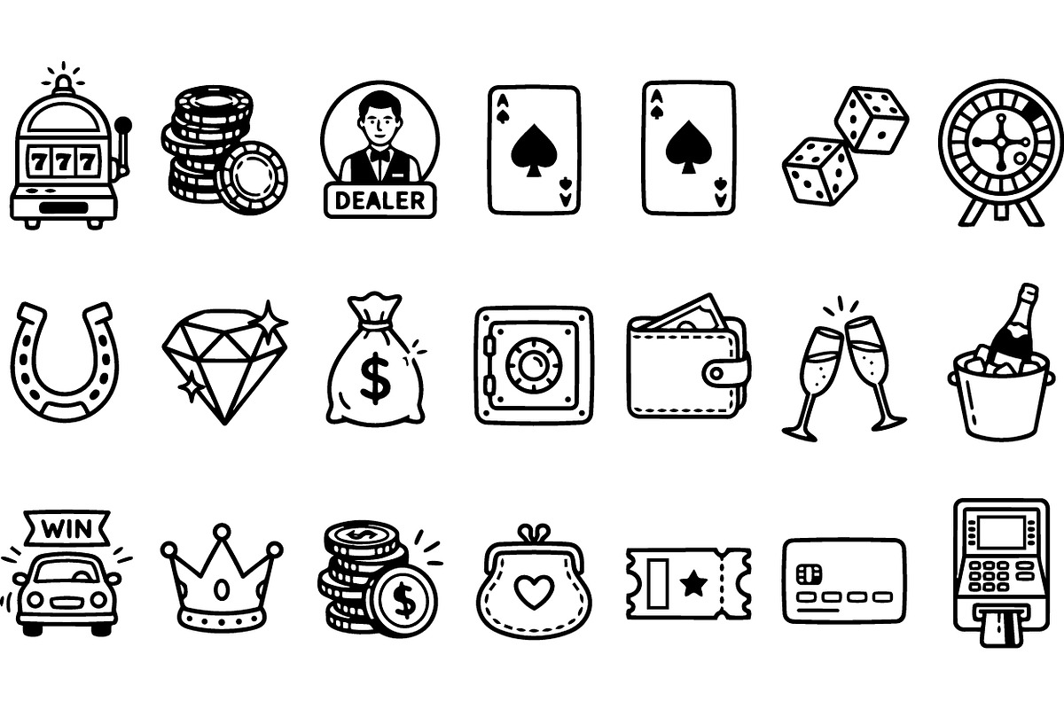 Casino Vector Icon Set, an Illustration by designvectx (Photo 2 of 3)
