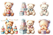 Teddy Bear Birthday Clipart, an Illustration by Designworld (Thumbnail 2 of 5)