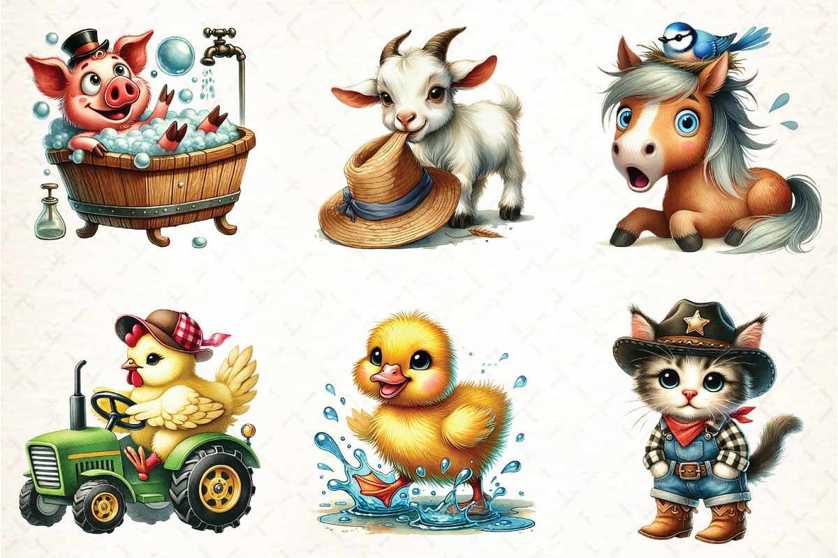 Funny Farm Clipart, Cartoon Style, an Illustration by DreamCafeArt (Photo 2 of 3)