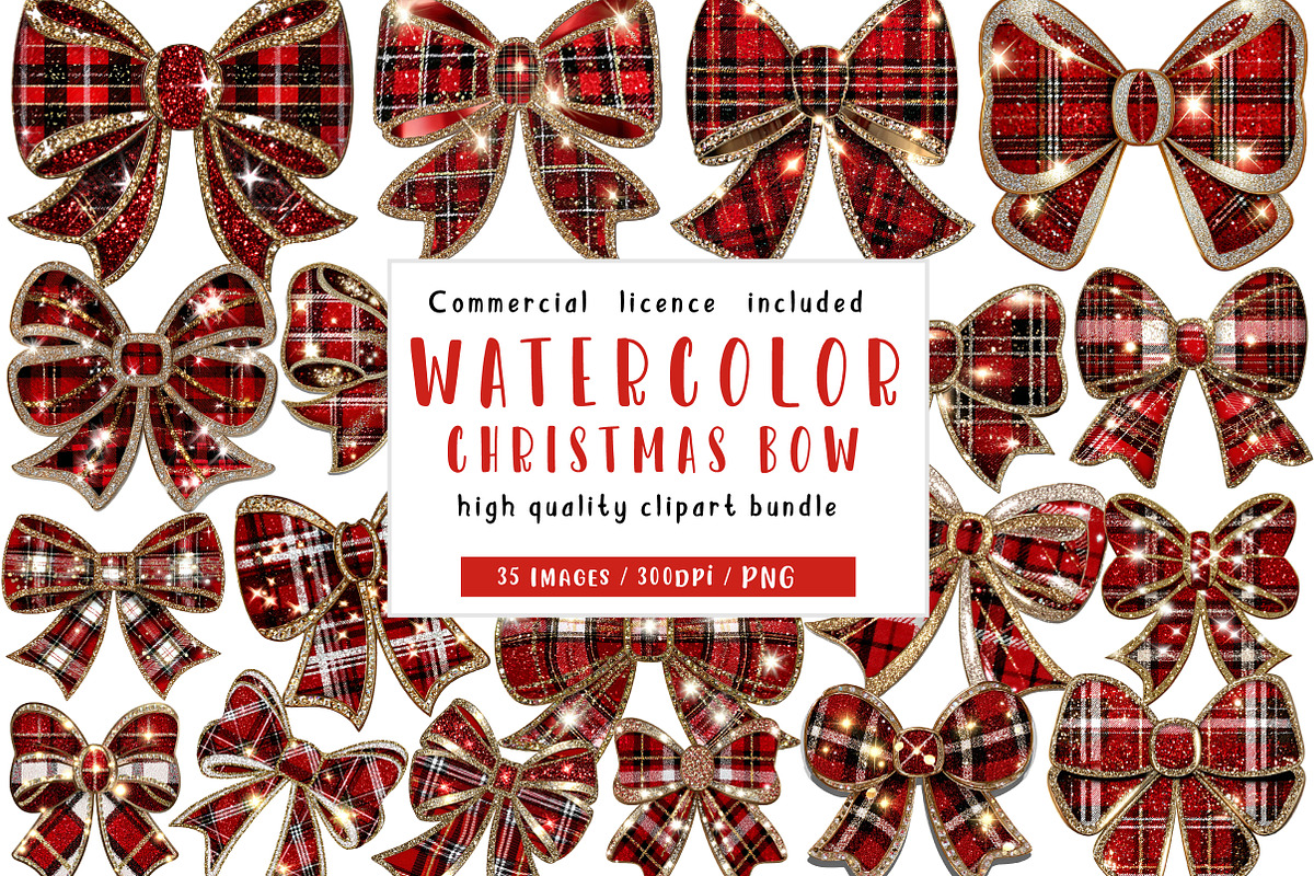 Glitter Christmas bow clipart, an Illustration by CreationArt (Photo 1 of 5)