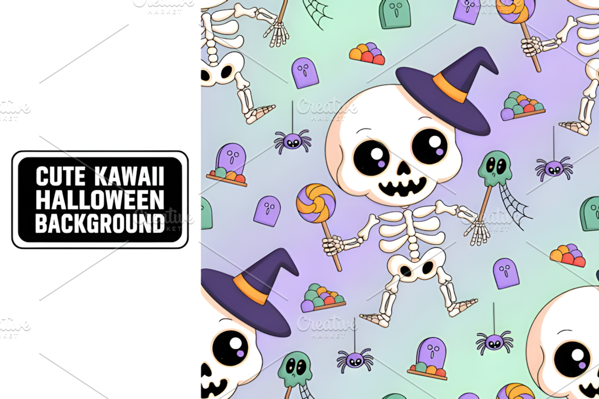 Cute Kawaii Halloween Background, a Background Graphic by Coco Bloom (Photo 6 of 8)
