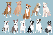 Pitbull Dogs Editable Vector Art, an Illustration by Putnam Road Art (Thumbnail 2 of 3)