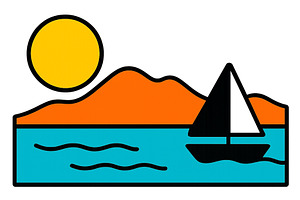 Vector illustration of a sailboat on, an Illustration by ZinetroN