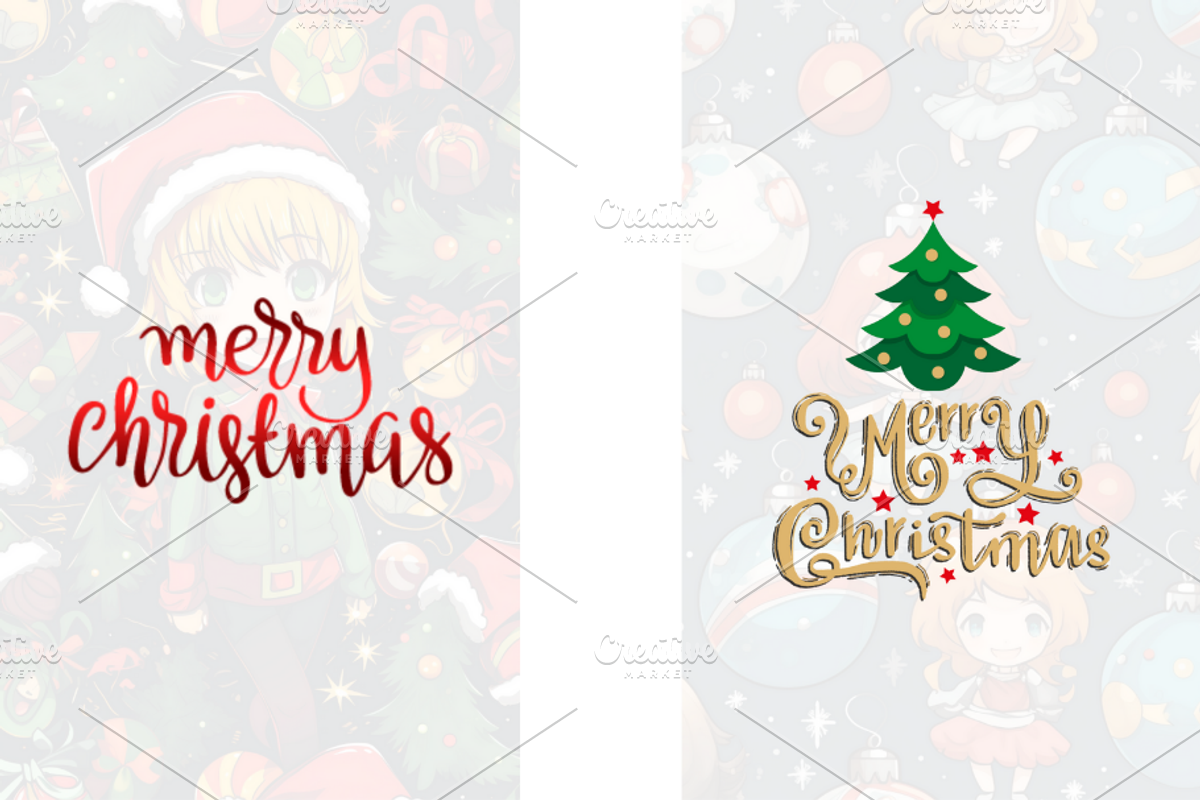 Christmas Card Design Bundle 6 Anime, a Card Template by Jay Major Designs (Photo 9 of 10)