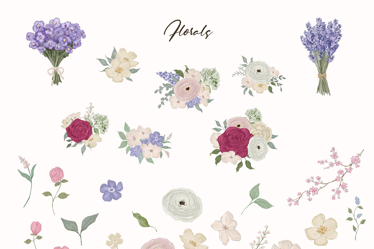Cottagecore Vintage Floral Clipart, a Decorative Illustration by ElenaPlatovaArt (Photo 7 of 14)