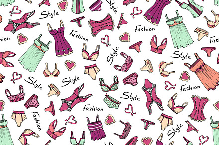 Pattern with hand drawn lingerie preview 3