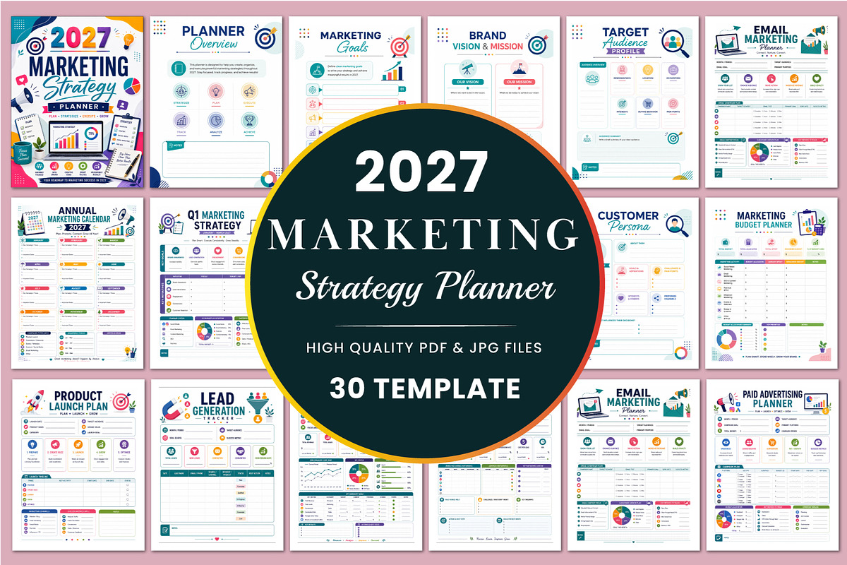2027 Marketing Strategy Planner., a Stationery Template by Shumaya (Photo 1 of 5)