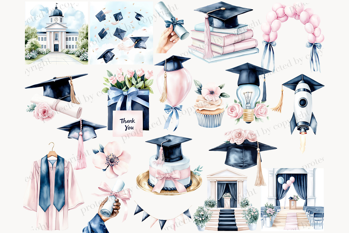 Graduation Clip Art PNG, a Person Illustration by GlamArtZhanna (Photo 4 of 8)