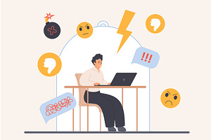 Negative feedback pressure workplace, a Person Illustration by Lemberg Vector