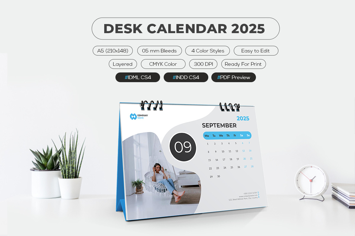 2025 Desk Calendar Template, a Stationery Template by MstArtwork (Photo 4 of 6)