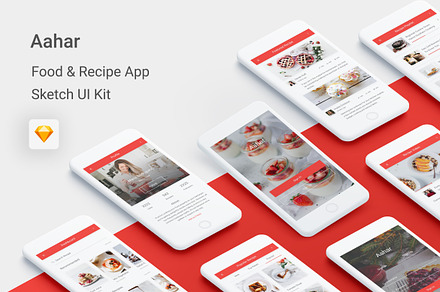 Aahar - Food & Recipe Sketch UI Kit, an UI Kit Template by themelove