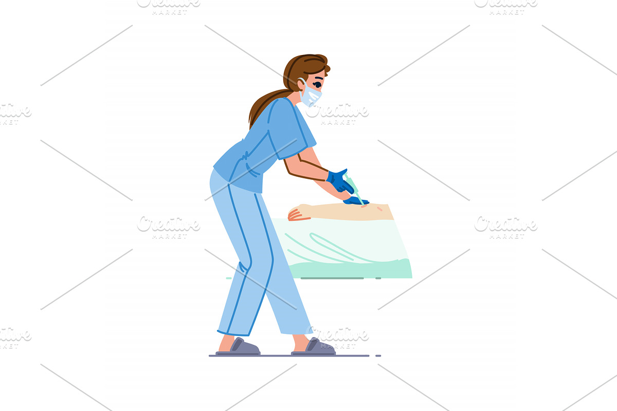 Nurse giving injection to patient, a Healthcare Illustration by pikepicture