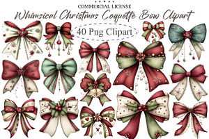 Whimsical Christmas Coquette Bow Cli, an Illustration by designcity5