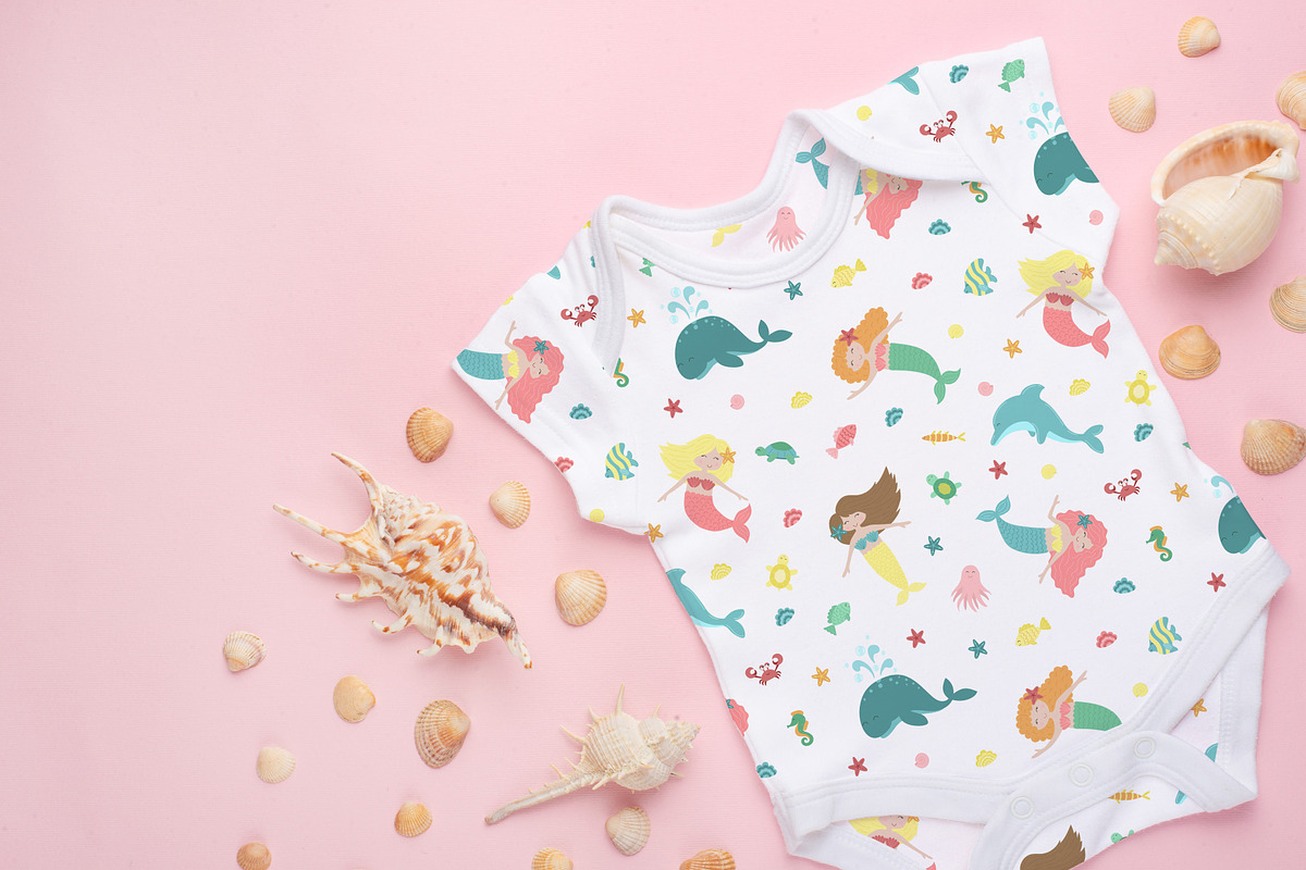 Cute vector little mermaids, a Background Graphic by Samsonchik Store (Photo 5 of 7)