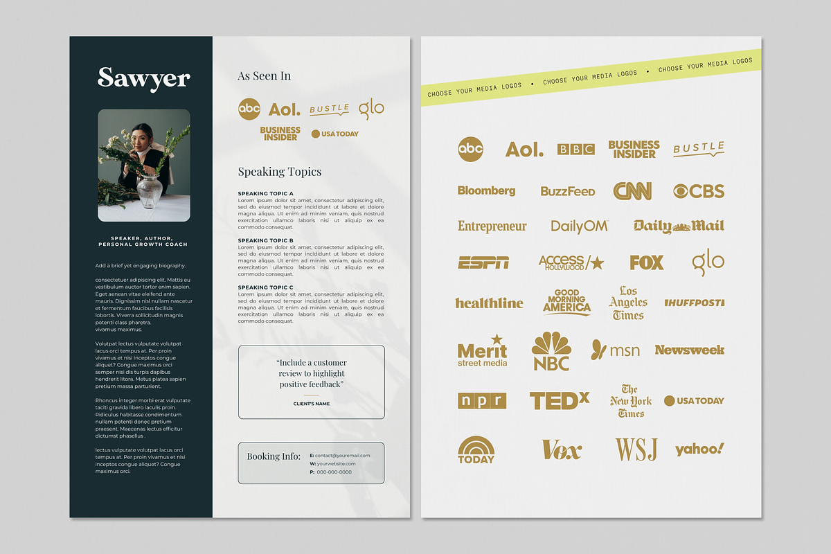 Sawyer Speaker Sheet Canva Template, a Templates & Theme by Regent Parkette (Photo 2 of 2)