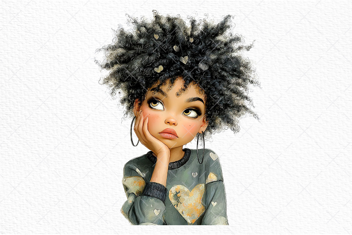 Whimsical Black Afro Girl Clipart, an Illustration by Craft Nest (Photo 9 of 11)
