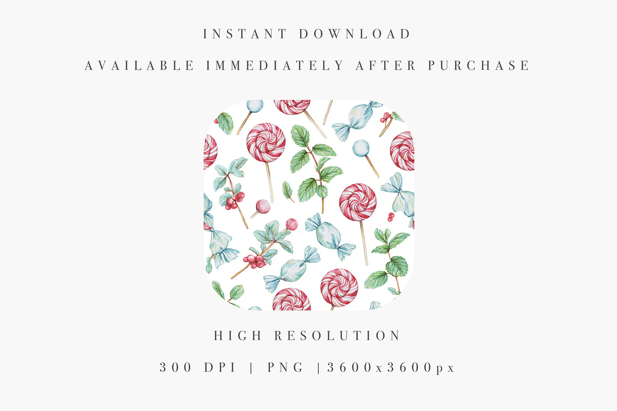 Peppermint Candy Seamless Pattern, a Decorative Illustration by Pati Charm Studio (Photo 2 of 7)