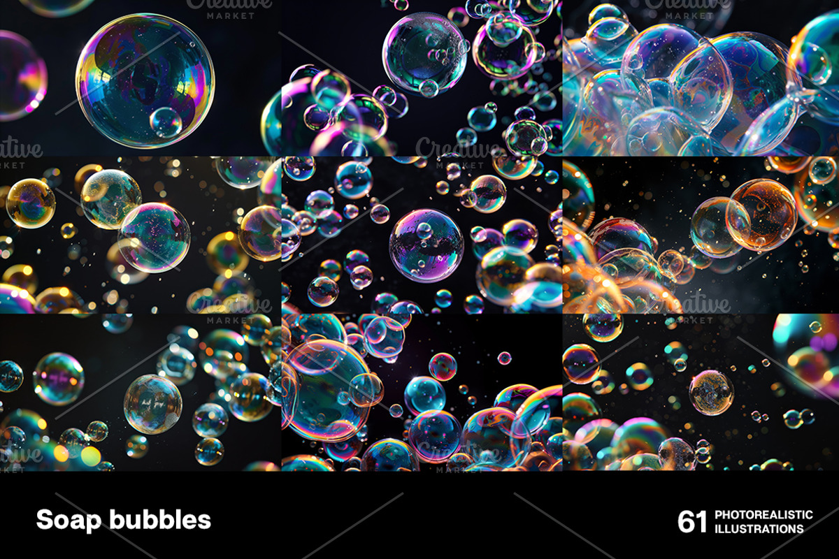 Soap bubbles. 61 images, an Abstract Photo by Handmadefont (Photo 6 of 13)