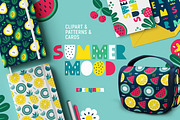 Summer Vibes Clipart & Patterns, a Seasonal Illustration by Ejevyaka (Thumbnail 1 of 8)