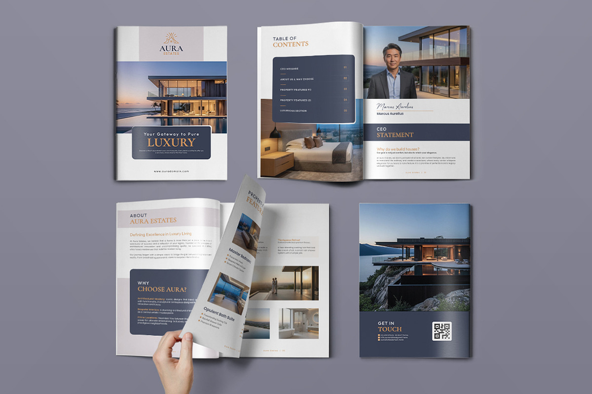 Luxury Real Estate Agency Brochure, a Brochure Template by VectStock (Photo 1 of 6)