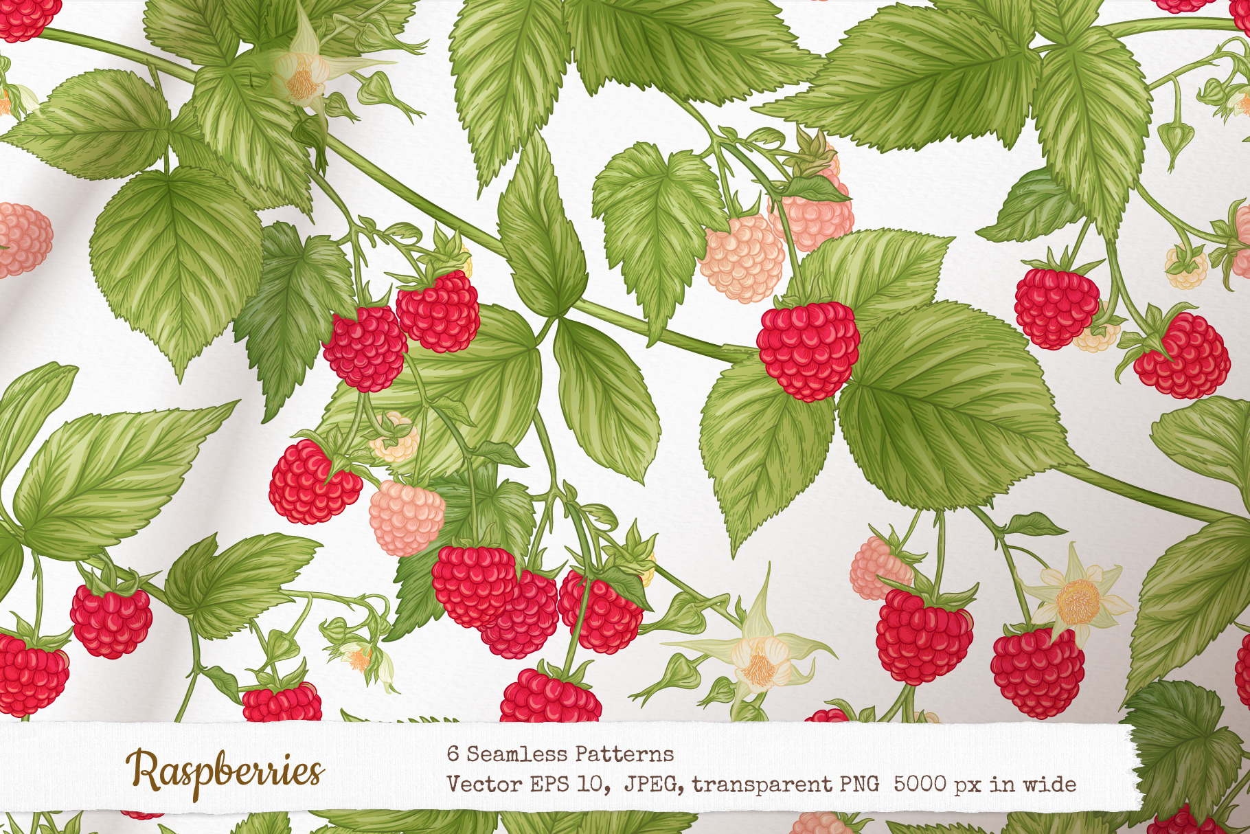 Raspberries - 6 Seamless Patterns, a Pattern Graphic by Elen-Lane ...