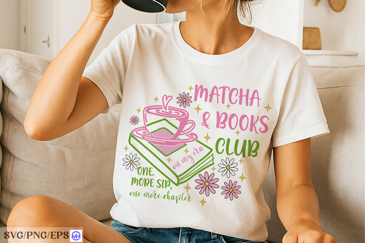 Matcha & Books Club Hand-drawn SVG, a Graphic by mh_arif (Photo 3 of 4)