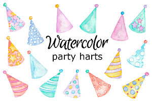 Party hats watercolour clipart, a Background Graphic by GoodFairyClipArt