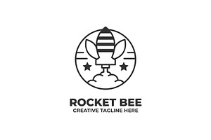 Rocket Bee Monoline Logo Template