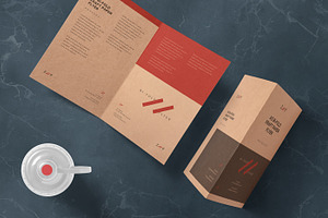 A5 Bi Fold Kraft Paper Flyer Mockups