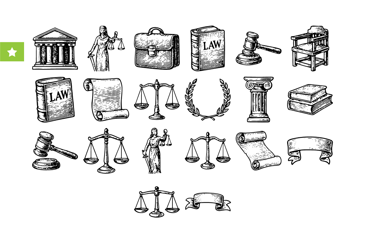 Vintage Law and Justice Icons Set, an Object Graphic by RT Studio (Photo 1 of 3)