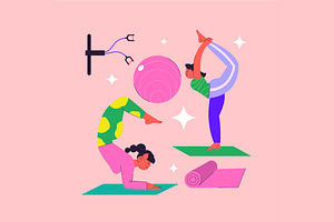 Pilates Asset Illustration, a Sport Illustration by graphicook