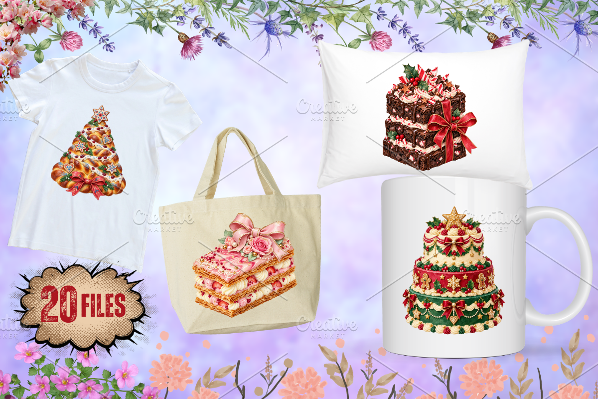 Christmas Bakery Watercolor Cliparts, a Food Illustration by Ink Gallery (Photo 12 of 13)