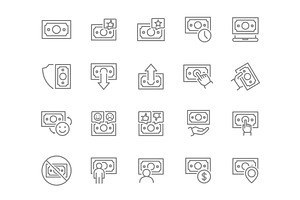 Set of money line icon. Money, an Object Illustration by GraphiShop