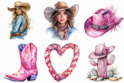 Watercolor Pink Disco Cowgirl PNG, an Illustration by Craft Nest (Thumbnail 2 of 6)