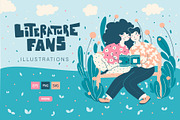 Literature Fans - cute illustration, an Education Illustration by LaVika (Thumbnail 1 of 8)