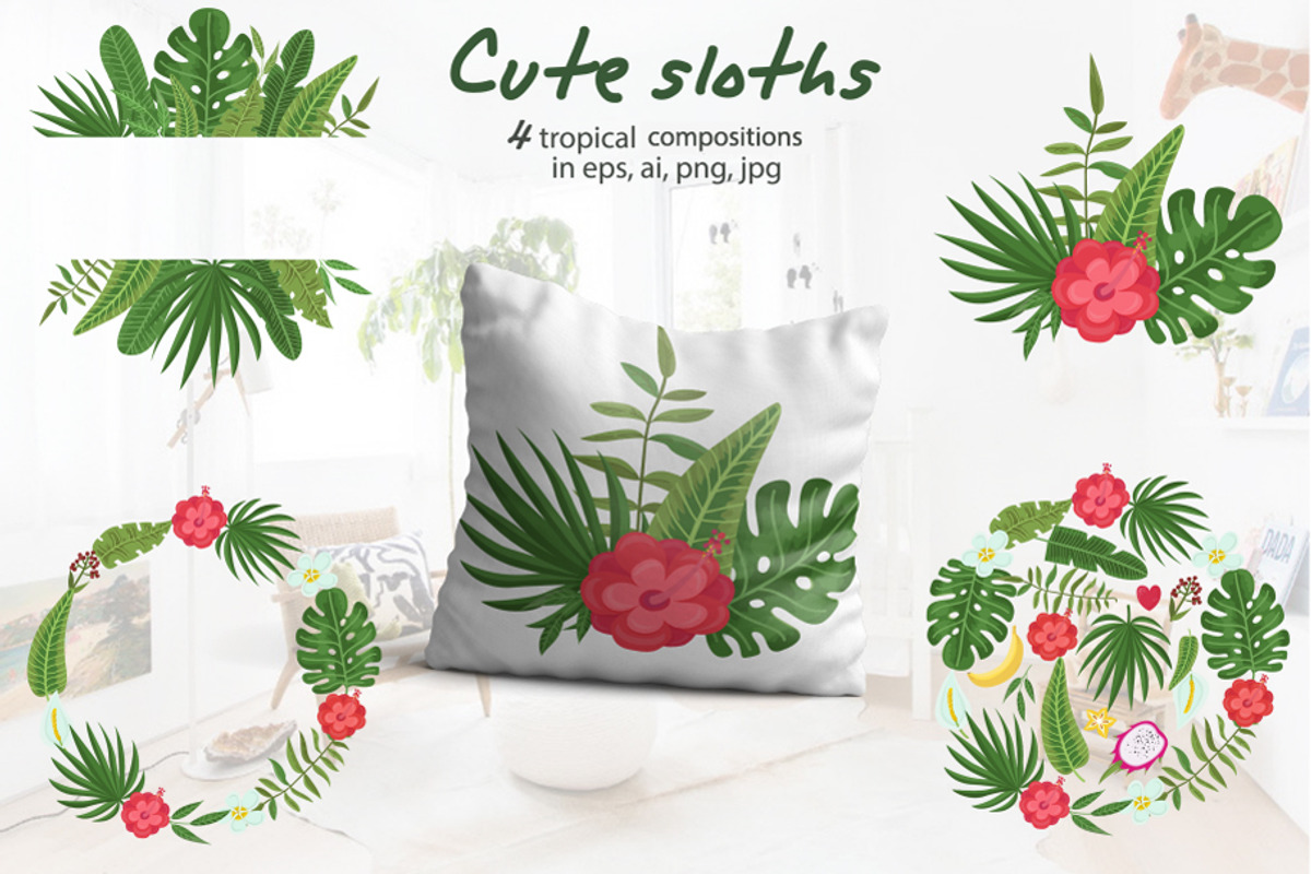 Sloths and tropical plants, an Object Graphic by Nafanya (Photo 4 of 10)