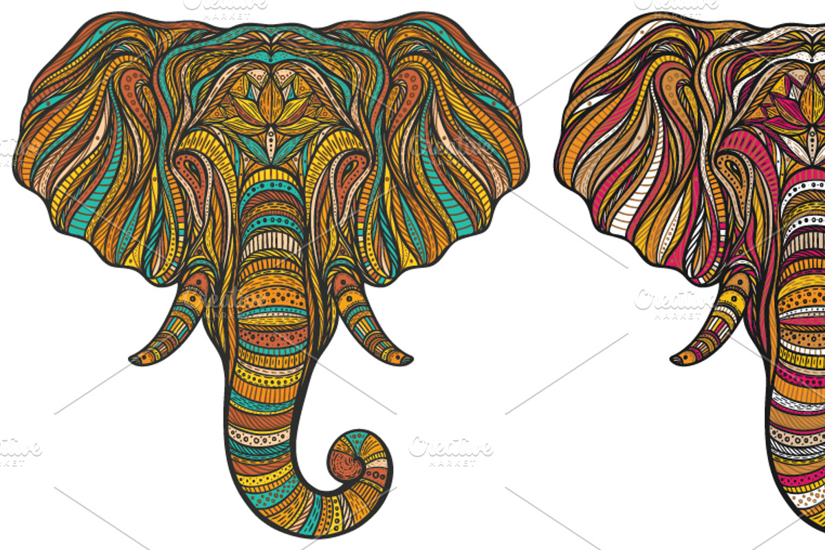 Vector elephant set, an Animal Illustration by IreneArt illustrations (Photo 3 of 8)