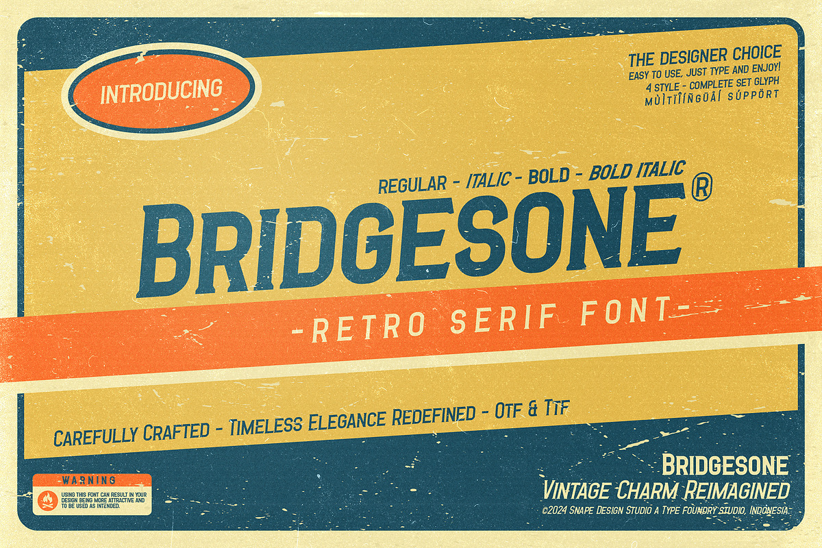 Bridgesone - Retro Serif Font, a Serif Font by Snape Design Studio (Photo 1 of 7)