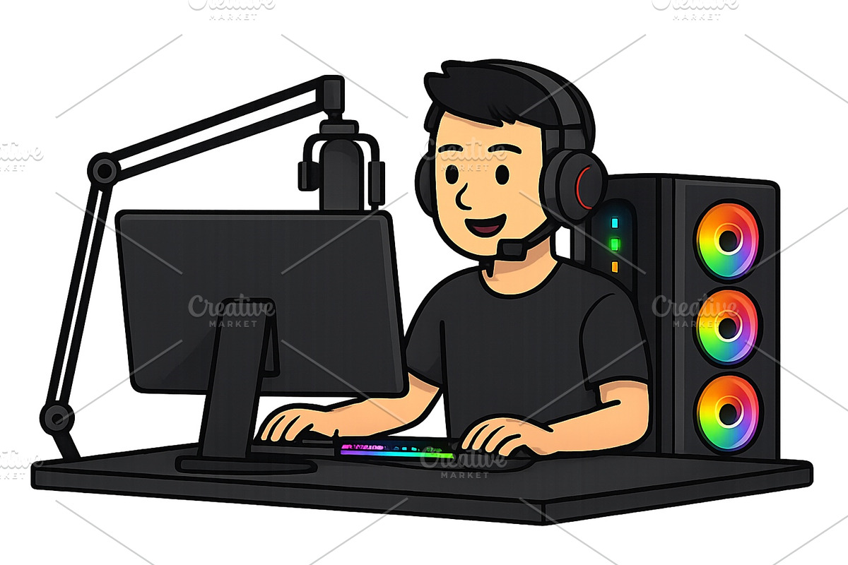 Young gamer engaged in online gaming, a Technology Illustration by ZinetroN