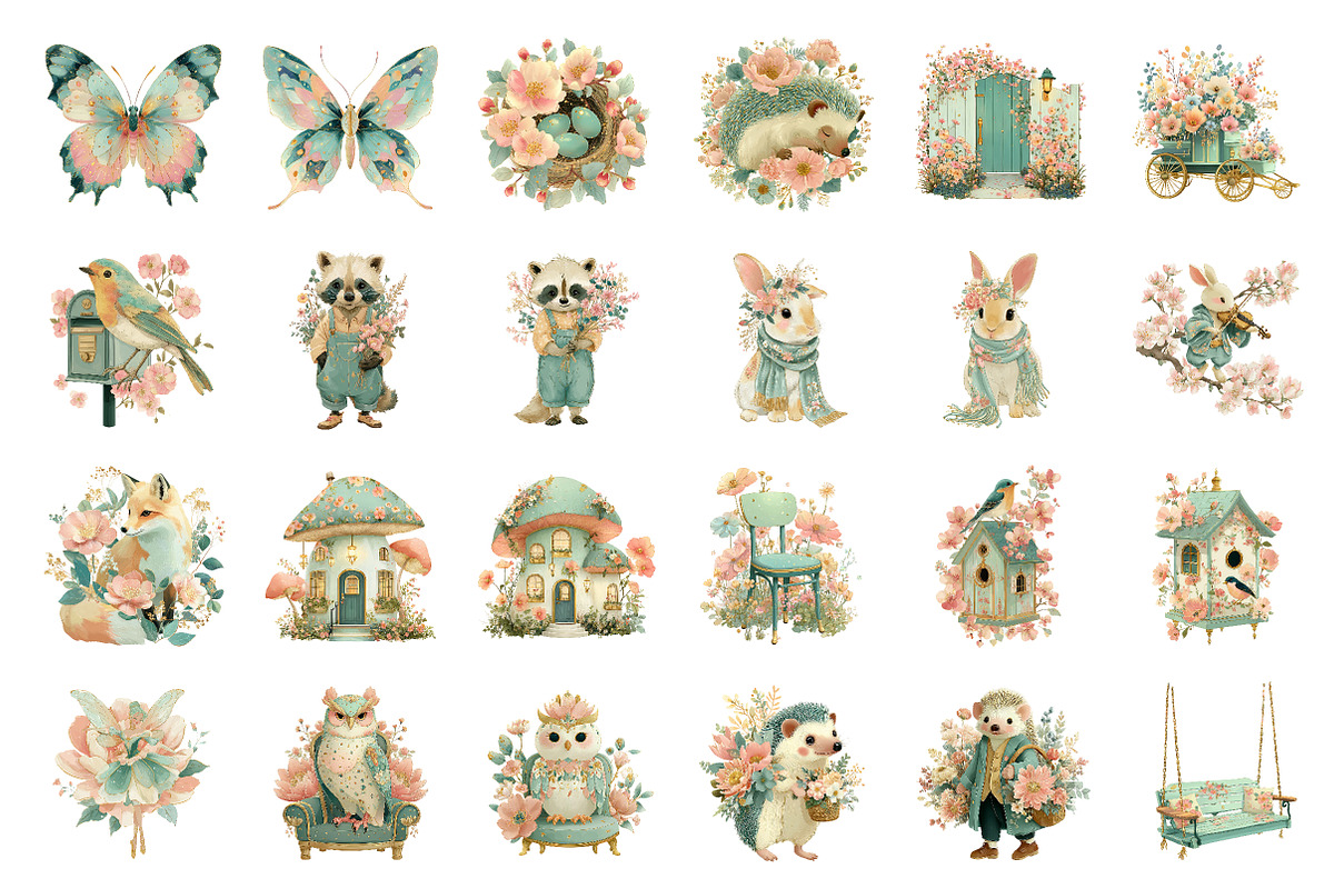 Magical Spring Garden Clipart, an Illustration by CreationArt (Photo 4 of 5)