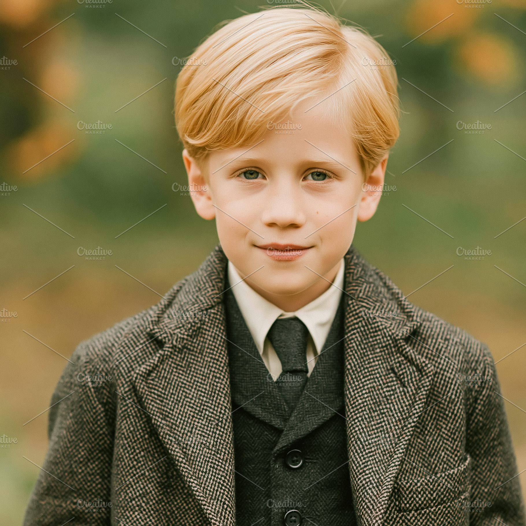 Young boy looking at the camera, wearing an old fashioned outfit, a Person Photo by Studio ANNA