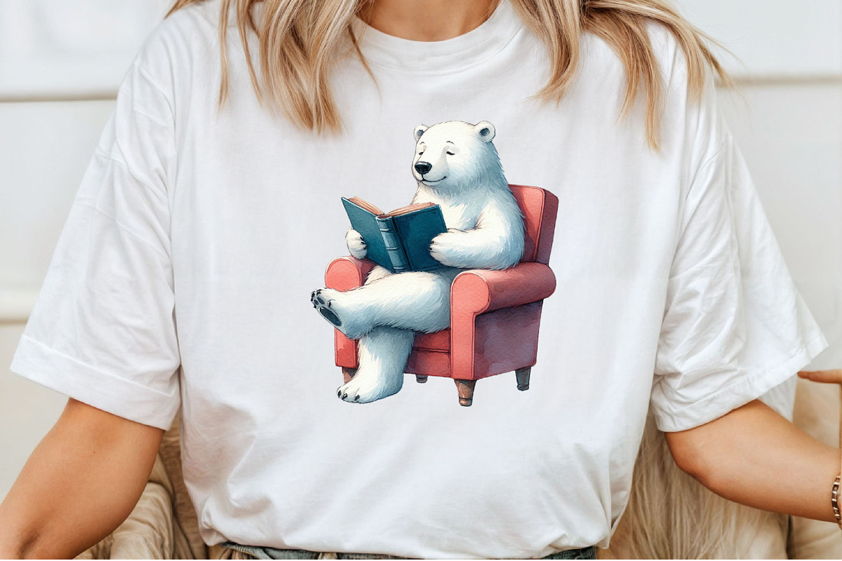 Polar Bear Reading Clipart, an Animal Illustration by Pixels.Craft (Photo 7 of 7)