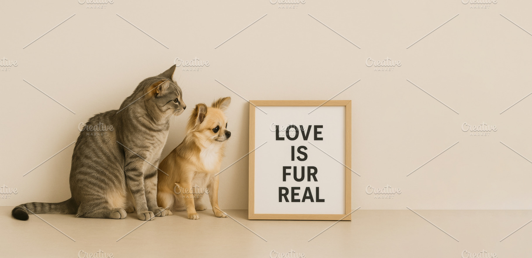 Pawlentines scene with cat and dog b, a Photo by Dvoevnore photos