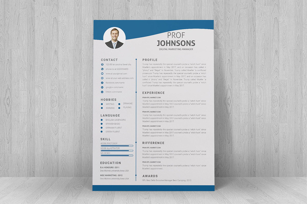 Resume Template and Cover Letter, a Resume Template by designvillage (Photo 8 of 13)