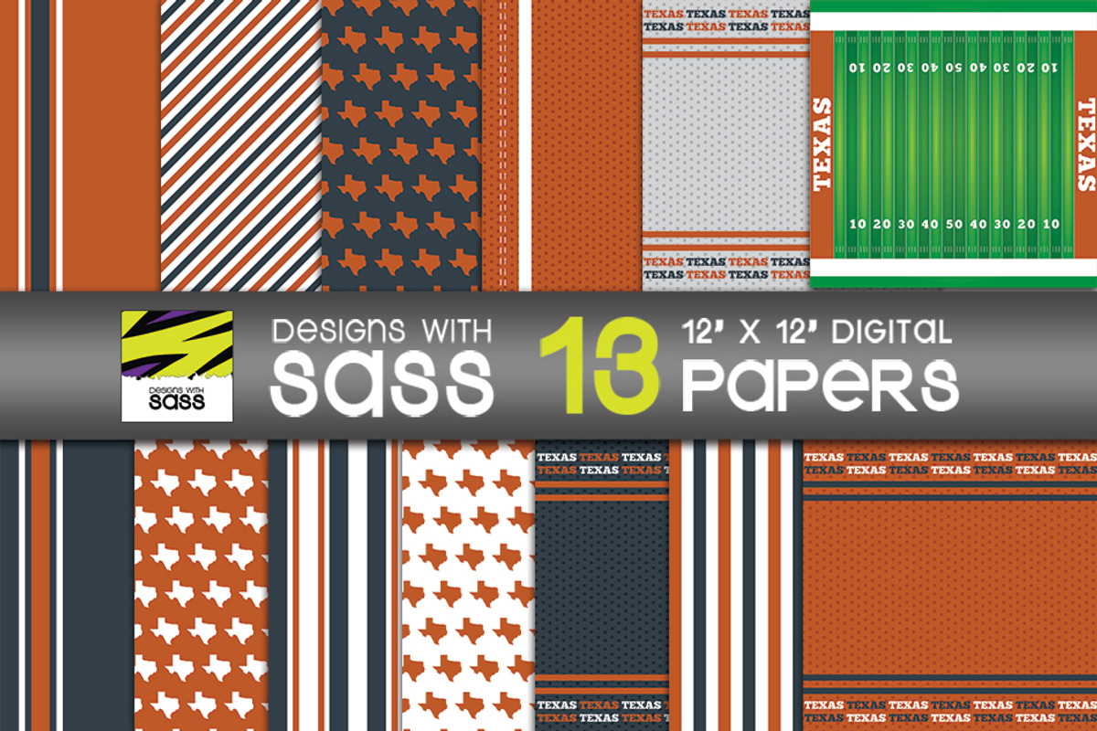 Texas College Football Pattern, a Pattern Graphic by Designs With Sass