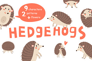 HEDGEHOGS. Cute vector set