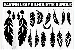Leaf Earring Silhouette Bundle, an Object Graphic by abu67222