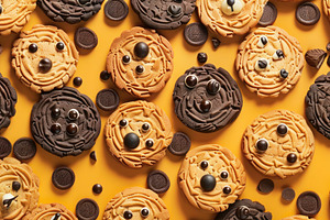 A vibrant display of chocolate cooki, a Photo by LOGOCREATIVE