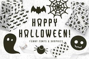 Halloween Font And Graphics Set